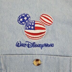 Vintage Walt Disney World Shirt Mens XL Denim Button Up Mickey Mouse USA 90s